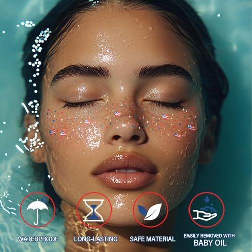 8Pc Patriotic Face Stickers Waterproof Temporary Tattoos