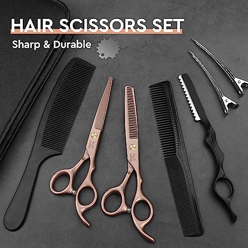 JASON 6.0" Hair Cutting Scissors Set - 10-Piece Professional Shears