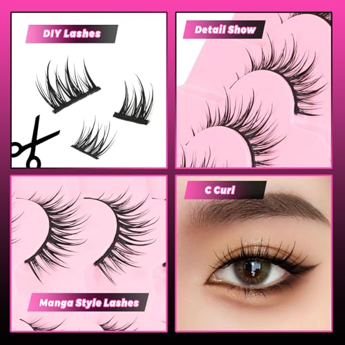 Veleasha Manga Eyelashes - Spiky Lash Clusters for Natural Look