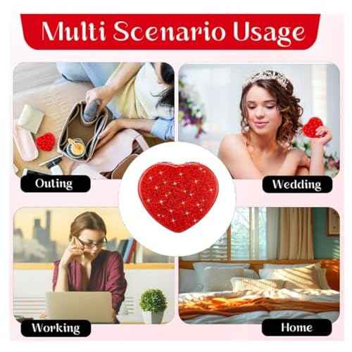 Red Heart Shaped Compact Mirror for Purse,1x/2x Magnification Cute Travel Mirror with Glitter,2.76 inch Double-Sided Mini Folding Mirror,Small Pocket Mirror for Gift,Travel Essentials
