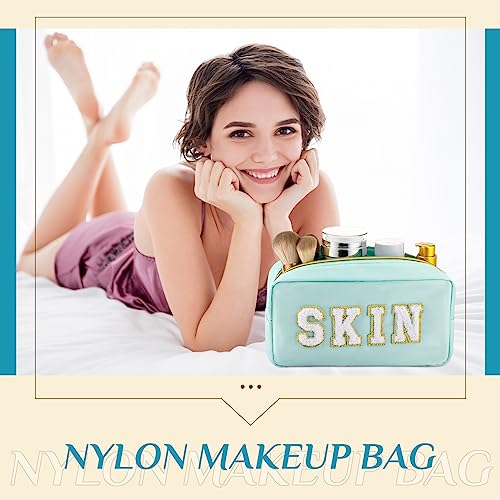 Preppy Makeup Bags Set of 4 Chenille Letter Nylon Pouches
