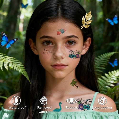 Dinosaur Tattoos for Kids,77 Sheets Dinosaur Tattoo Stickers,Temporary Tattoos for Kids Realistic Waterproof,Fun Body Art Party Supplies