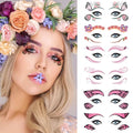 24 Pcs Colorful Eye Tattoo Stickers - Floral & Butterfly Eyeliner