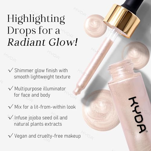 KYDA Liquid Highlighter Drops - Multiuse Glow Makeup, Soft Pink