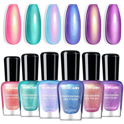 Morovan Ombre Nail Polish Set - Iridescent Holographic Colors
