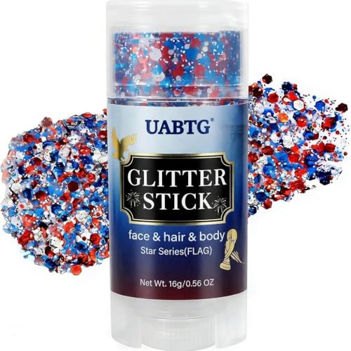 Patriotic Red White Blue Glitter Stick - Waterproof Face Body Makeup
