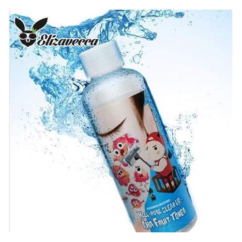 Elizavecca Hell Pore Clean Up Aha Fruit Toner 6.76 Ounces - Exfoliating Toner / Whiteheads, Pores and Uneven Skin / Water based Face Toner / Pore Cleaning / Exfoliating Face.