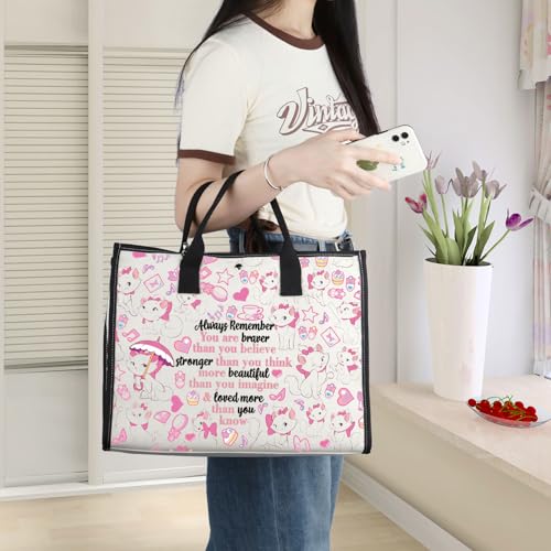 WZMPA Cat Marie Cosmetic Bag - Fans Gift 'You Are Braver Stronger Beautiful Than You Know' - Makeup Zipper Pouch (Cat Marie-TB)