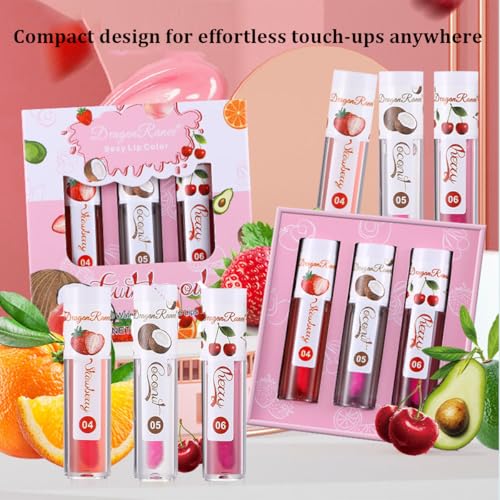 Color-Changing Lip Oil Pack, 3pcs Hydrating Fruit Flavors