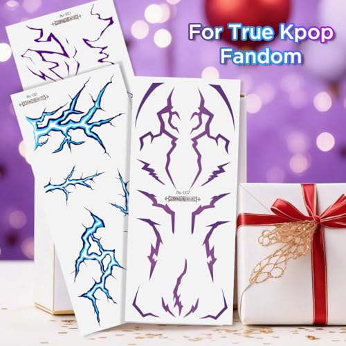 Glow-in-the-Dark K-pop Temporary Tattoos – Dark Fantasy Symbol Set