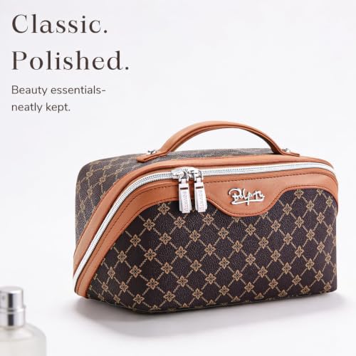 BOYATU A-1 Coffee Travel Makeup Bag Set - 3-Piece Cosmetic Organizer for Women