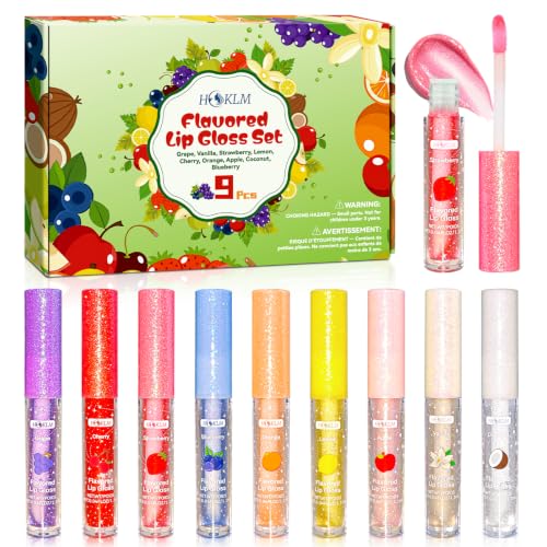 9-Pack Flavored Lip Gloss Set with Vitamin E & Natural Oils