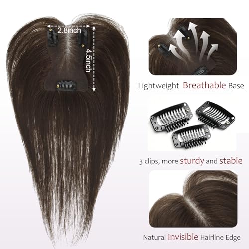 SAFIRENY Jet Black 10 Inch Human Hair Clip-in Bangs Hair Topper Women