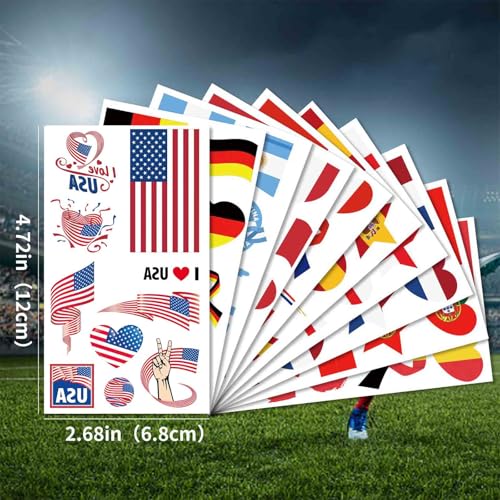38 PCS USA Flag Temporary Tattoos Set - Waterproof Face Stickers