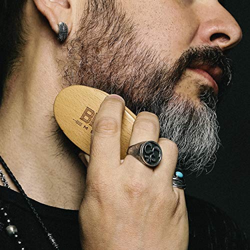 BRV MEN Beard Brush | Firm Boar Bristles | First-Cut Boar Hair Bristles | The Ideal Gift For Men (Beechwood)