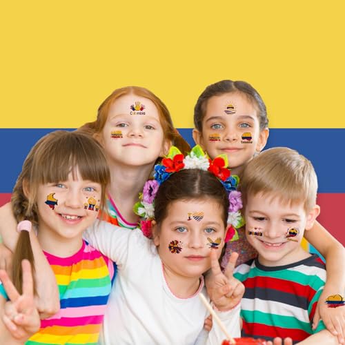 Colombia Flag Temporary Tattoos, 72 PCS Waterproof