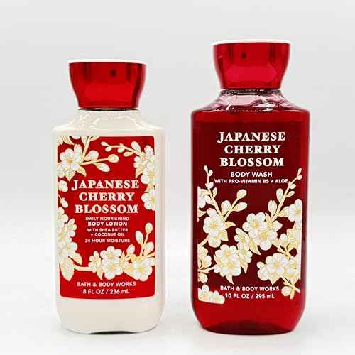 Bath and Body Works Japanese Cherry Blossom Shower Gel (10 fl oz) and Body Lotion (8 fl oz) Signature Collection (Set of 2)