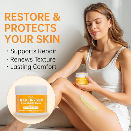 Helichrysum Balm with Frankincense Essential Oil ? Natural Repair & Renewal Face Cream ? Soothes Redness, Fades Scars & Smooths Fine Lines ? Deep Moisturizing Anti-Aging Moisturizer_2oz.
