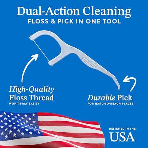 Mouthology Biodegradable Floss Picks (200 Pack), Wheat Straw Dental Floss Picks, Mint Flavored Flossers Biodegradable, Dental Floss PFA Free, Compostable Tooth Flossers for Adults & Kids Floss