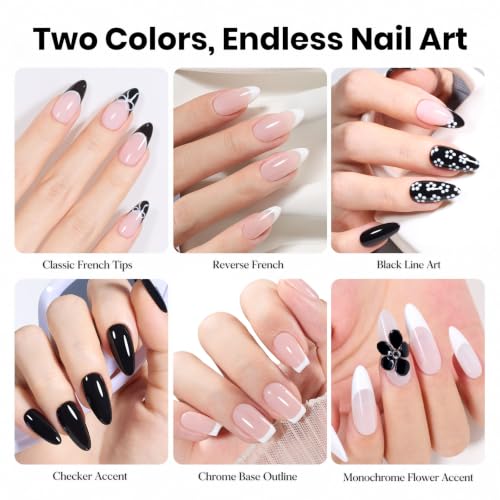 Beetles Black & White Gel Polish Set - 2 Pcs 15ml Soak Off LED Nail Art Kit