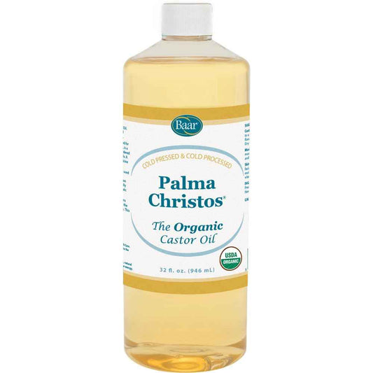 Baar Palma Christos Organic Castor Oil Products, Cold-Pressed, Hexane-Free, USDA Certified, for Skin, Hair, Massage & Castor Oil Packs, 32 oz
