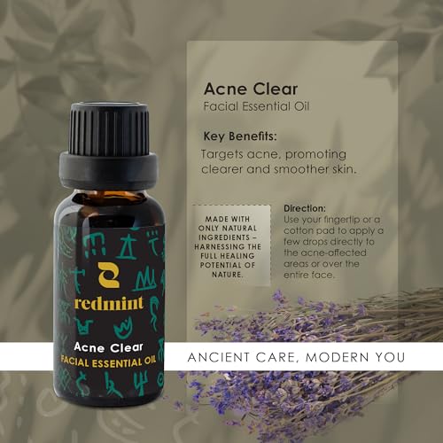 Redmint Acne Clear Facial Essential Oils | Made with 100% Organic TCM Herbal Ingredients Skincare |Natural Tried &True Acne Face Oil | Anti Acne Serum for Face to Skin Radiance| 20ml
