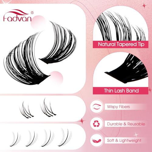 FADVAN Wispy Lash Clusters 318PC DIY Eyelash Extensions Kit