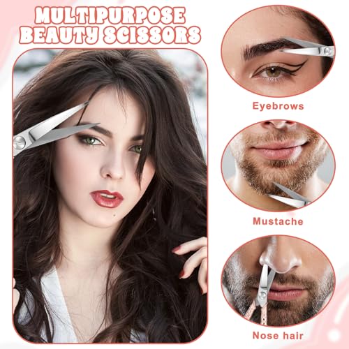 Professional Gold Eyebrow Scissors with Case - Stainless Steel