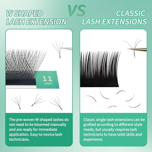 W Eyelash Extensions 4D W Lashes Russian Volume Premade Fans Natural Soft Matte Professional Salon Supplies(4D,0.07,D,8-15mm)