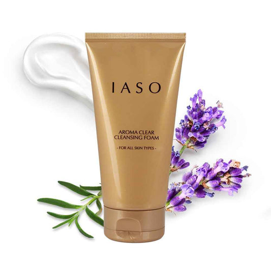 IASO Aroma Clear Cleansing Foam | Moisture-Retaining Korean Face Wash with Rose Water & Lavender, Rich Foaming Deep Cleanser & Makeup Remover, 5.29oz
