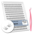 Self Adhesive Lash Clusters No-Stem 10-12mm Short Lash Clusters 156pcs Clear Invisible Band Pre Glued DIY Eyelashes Natural Soft Wispy C-Curl Individual Eyelash Extensions with Tweezers EPUDY FIHSALA