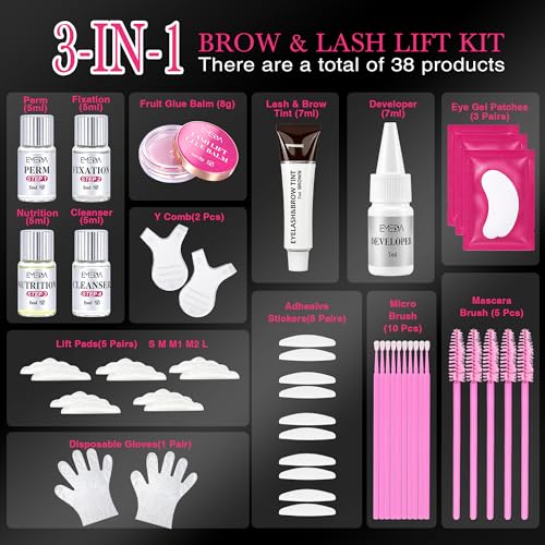 Lash Lift and Tint Kit – At-Home Eyelash Perm, 12 Applications