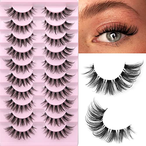 Wispy False Eyelashes 15mm Clear Band Faux Mink D-Curl