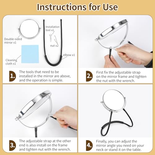 Dual-Sided Neck Mirror with 5X Magnification & 360° Swivel