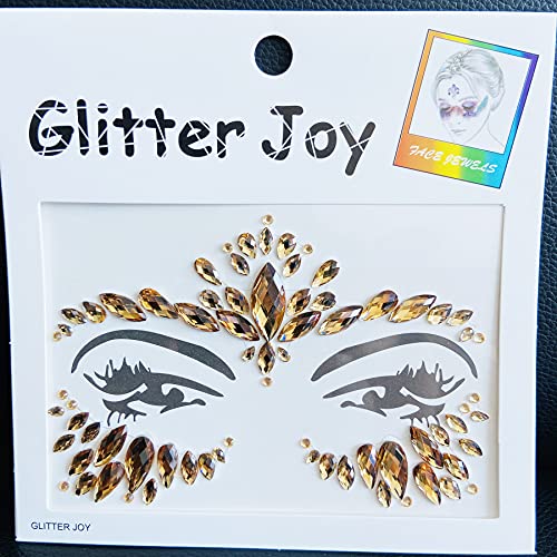Face Gems Jewels, Festival Face Jewels Tattoo Stickers,Face Gems Stick on, Body Gem Stones Temporary Face Tattoos for Festival,4-Pack,Light-Coffee