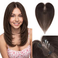 S-noilite Human Hair Topper 11" Breathable Base Natural Black