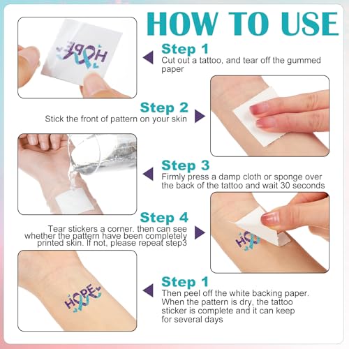 Suicide Prevention Awareness Temporary Tattoos 240pc Glitter Teal