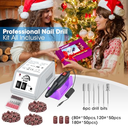 LAVAED Professional Electric Nail Drill Machine and Electric Callus Remover for Feet Waterproof Rechargeable Pedicure Kit