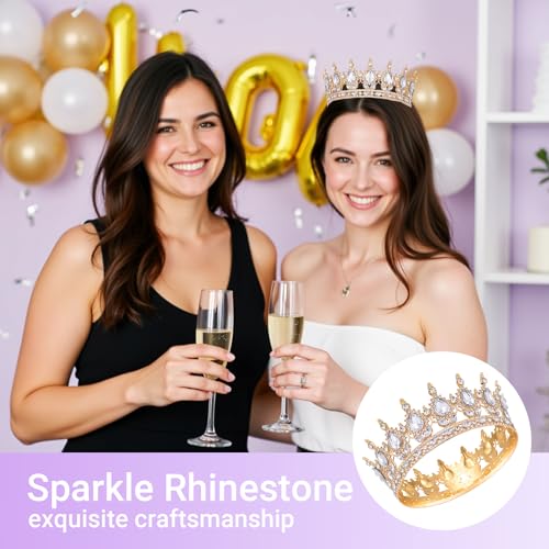 Gold Crystal Birthday Tiara Crown for Women