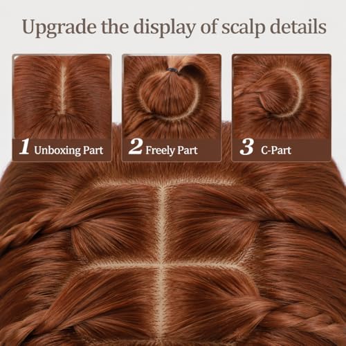 LEOSA Short Bob Wig 4x4 Scalp Auburn Shoulder Length 14in