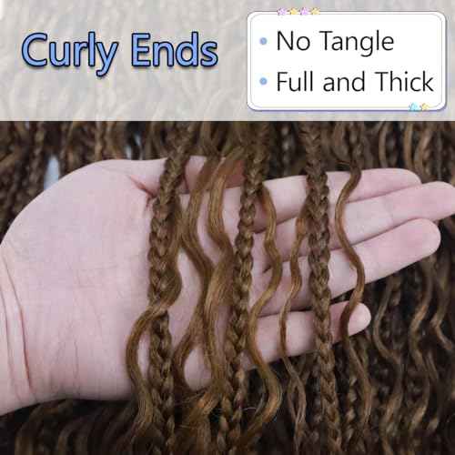 Goddess Box Braids Crochet Hair 24 Inch 8 Packs Pre-looped Boho Goddess Braids with Curly Ends Bohemian Crochet Hair for Black Women M33/30/27#