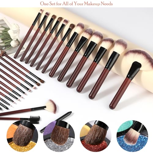 Makeup Brushes Set 26-Piece Makeup Brushes Premium Synthetic Foundation Powder Concealer Blush Eyeshadow Contour Professional Makeup Brush Set with 2 Brush Bags (Makeup brush set)