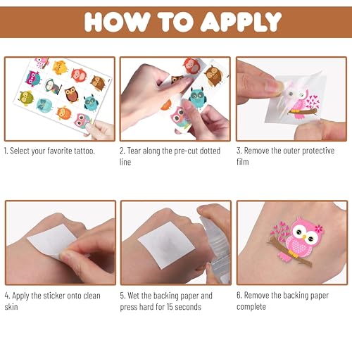 96-Piece Owl Temporary Tattoos for Kids – Party Favors