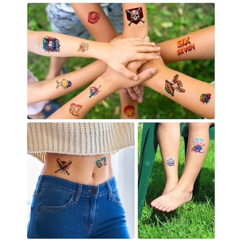 166Pcs Drip Baseball Temporary Tattoos - 6 7 Pink Baseball Theme Party, Ice Cream Drip Party Decorations, Baseball Drip Party Gift, 15 Sheets 48 Styles