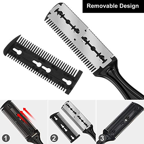 Maitys 3-Pack Hair Razor Combs with 10 Replacement Blades – Hair Cutting Tool