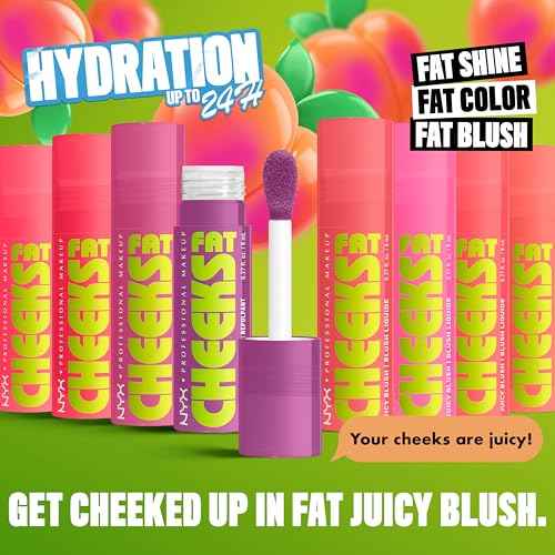 NYX PROFESSIONAL MAKEUP Fat Cheeks Liquid Blush, Buildable, Dewy Blush with Long-Lasting 12HR Wear - Blueberry Burst (Cool Purple)