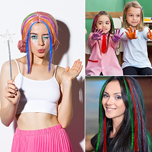 Hair Tinsel Extensions Kit - 1000 Strands, 47", Red Glitter