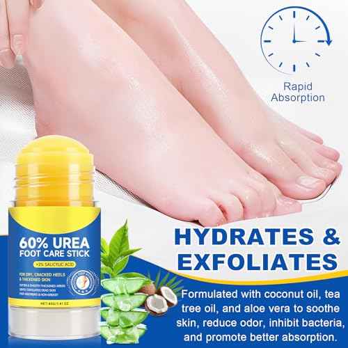 60% Urea Foot Cream, 1.41Fl Oz Foot Cream Maximum Strength Moisturizer for Dry Cracked Heels, Urea Foot Lotion Nourish Cracking Rough Dry Hands/Feet
