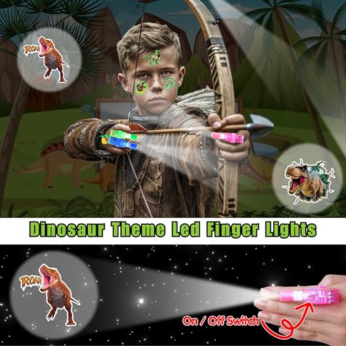 72 Pcs Dinosaur Party Favors Set - LED Finger Lights & Glow Tattoos