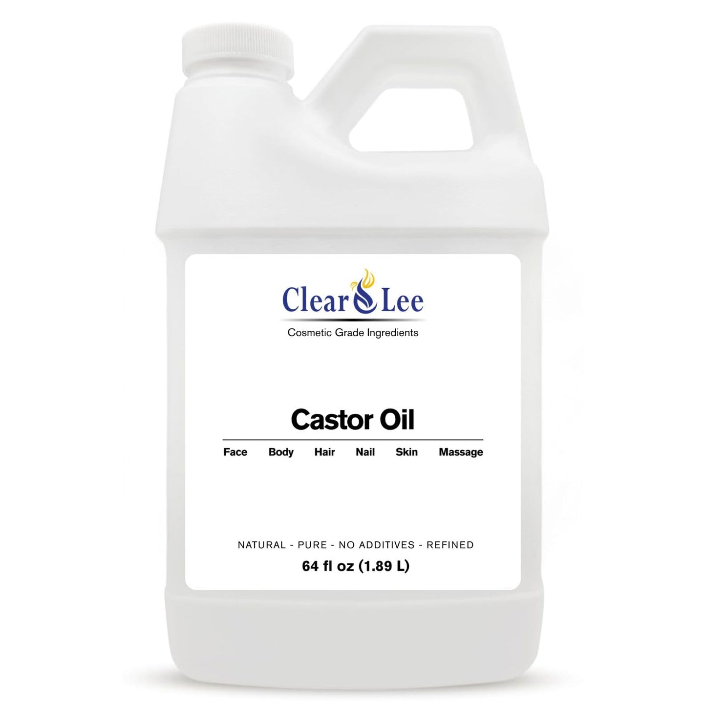 ClearLee Castor Oil - Cosmetic Grade Natural & Pure Oil for Massage, Body, Hair, Skin, Face, Nail, Spa, Aromatherapy Carrier for Essential Oils, Soap Making, Serums & more (64 oz)
